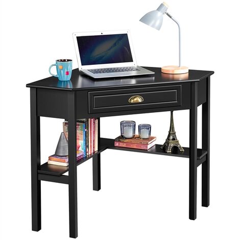 Yaheetech Scrivania Angolare Desktop Computer Portaoggetti per Postazione di Lavoro 106 × 71,5 × 76,5 cm Nero