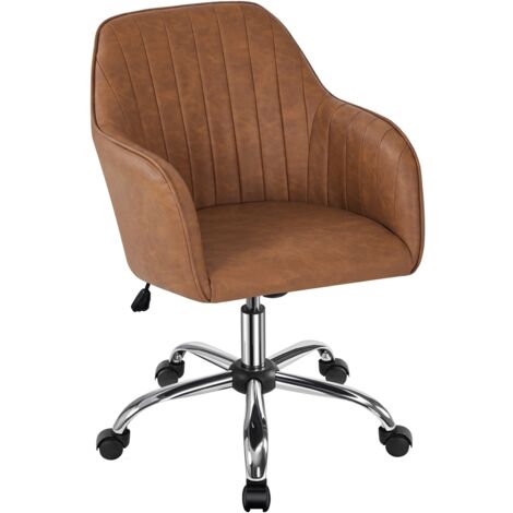 Yaheetech Sedia da Ufficio Ergonomica Scrivania in Velluto Imbottita Girevole a Rotelle Reclinabile Altezza Regolabile Portata 136 kg Marrone