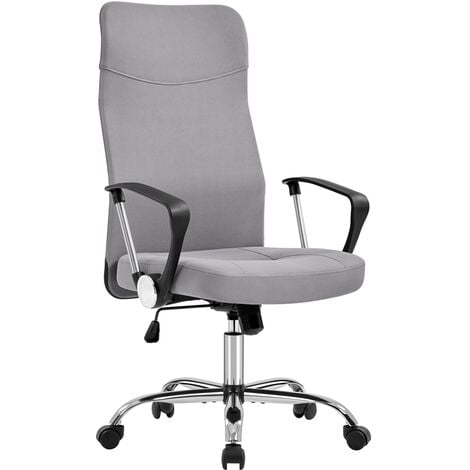 Yaheetech Sedia/Poltrona Ufficio Ergonomica Schienale Alto Reclinabile in Tessuto Traspirante da Scrivania Girevole a Rotelle Nera