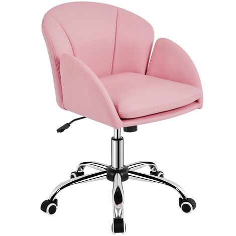 Yaheetech Sedia Poltroncina per Ufficio Ergonomica in Velluto Imbottita Altezza Regolabile Girevole Portata 136 kg Rosa