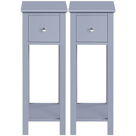 Comodino alto Marbella - Rovere grigio e bianco 70 CM A X 41 CM An X 36.3  CM P.