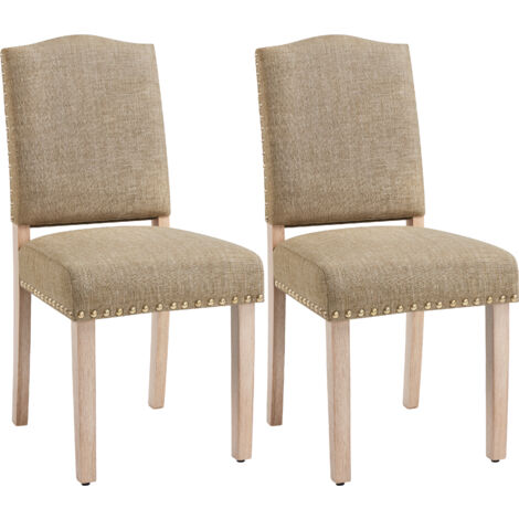 Yaheetech Set 2 Sedie Sala da Pranzo Moderne Imbottite Tessuto con Gambe in Legno Classiche per Cucina Soggiorno Cachi