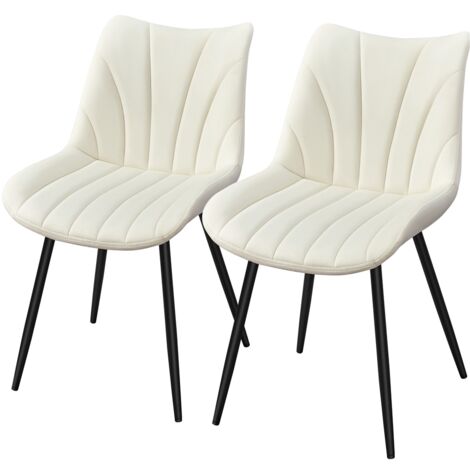 Yaheetech Set di 2 Sedie Sala da Pranzo in Velluto, Sedie Imbottite da Cucina con Schienale, Gambe in Metallo, Facile da Pulire, per Sala da Pranzo, Soggiorno, Cucina, Reception (Beige)