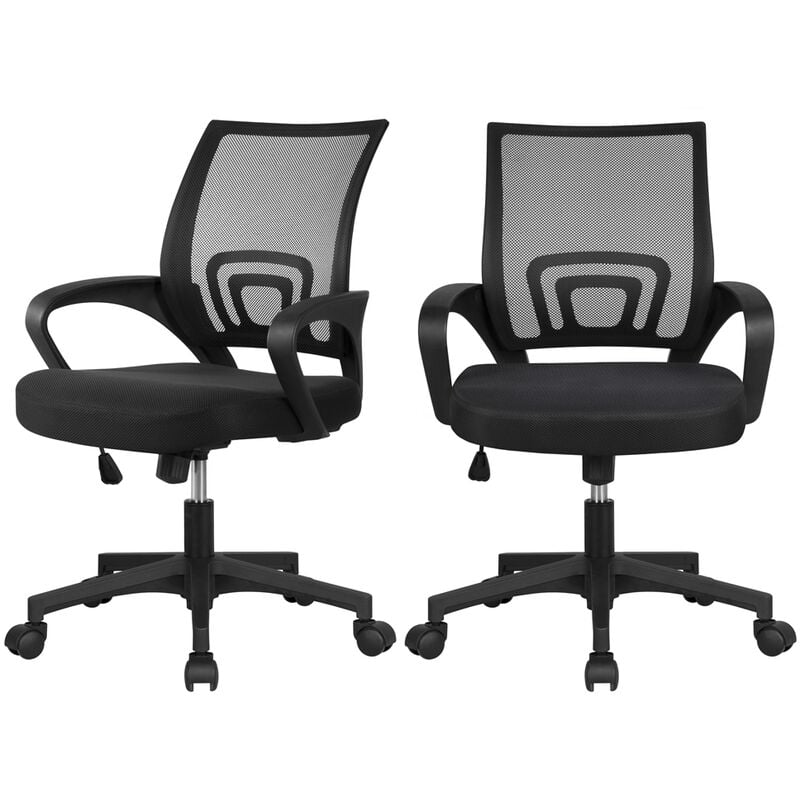 Mid-back Mesh Office Chair Ergonomic Desk Chair,Pack of 2,Black - Yaheetech