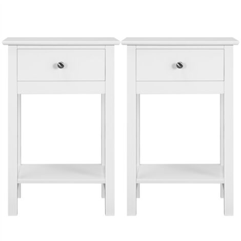 Set of 2 Nightstand Modern End Tables With 1 Drawer, Bedside Table with Bottom Storage Shelf for Living Room Bedroom