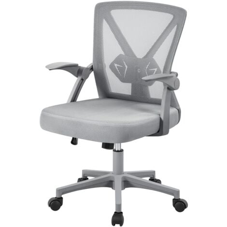 Yaheetech Silla de Oficina/de Trabajo con Reposabrazo Ajustable Silla Ergonomica, Negra Altura Ajustable Silla de Despacho Malla MAX Carga 136 KG Gris