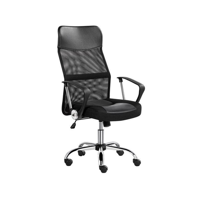 

Silla de Oficina Giratoria Ergonómica de Cuero PU Sillón con Lumbar Ruedas para Escritorio de Respaldo Alto Altura Ajustable Negro - Yaheetech