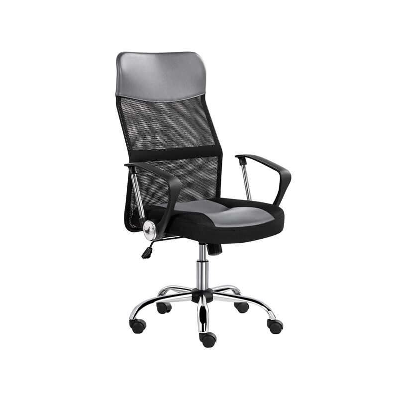 

Silla de Oficina Giratoria Ergonómica de Cuero PU Sillón con Lumbar Ruedas para Escritorio de Respaldo Alto Altura Ajustable Gris - Yaheetech