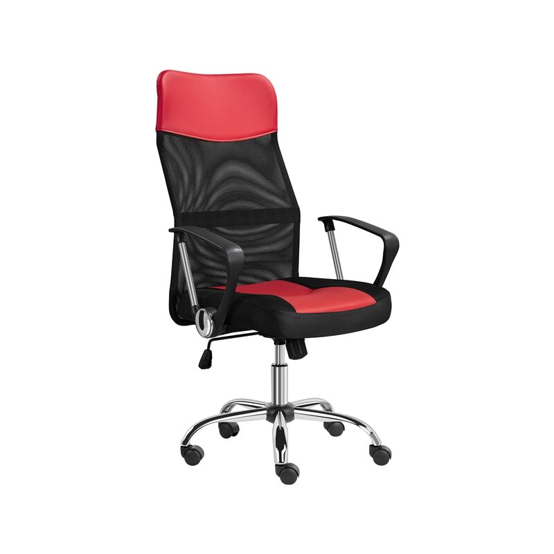 

Silla de Oficina Giratoria Ergonómica de Cuero PU Sillón con Lumbar Ruedas para Escritorio de Respaldo Alto Altura Ajustable Rojo - Yaheetech