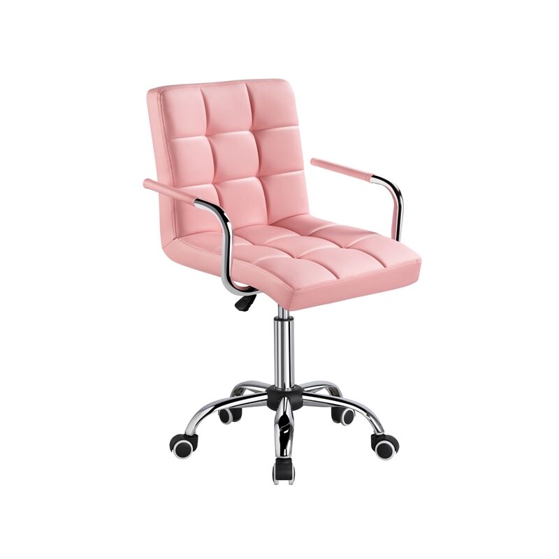 

Yaheetech Silla de Oficina Giratoria Taburete de Trabajo Bar Altura Ajustable Carga MAX 120Kg con Respaldo Rosa