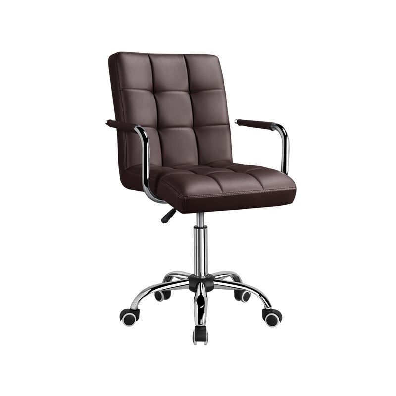 

Silla de Oficina Giratoria Taburete de Trabajo Bar Altura Ajustable Carga MAX 120Kg con Respaldo Marrón - Yaheetech