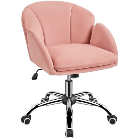 YAHEETECH Oficina Silla de Terciopelo con Ruedas Silla Altura Ajusteble MAX Carga 136 KG Silla de Despacho Estudio Rosa