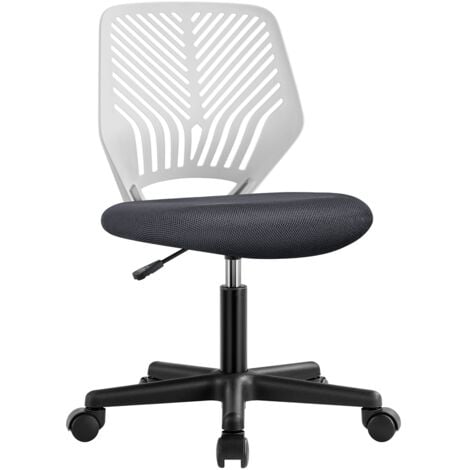 YAHEETECH Silla Escritorio de Oficina Ergonómica Silla Giratoria Altura Ajustable sin Reposabrazos Asiento Malla Gris