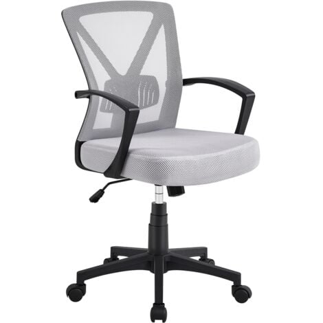 Yaheetech Silla Oficina Estudio Escritorio Silla de Trabajo Soporte Lumbar Regulable Silla para Despacho Negro