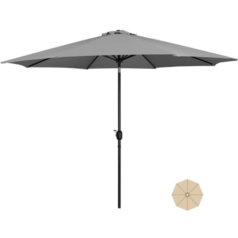Yaheetech Sombrilla de Jardín Sombrilla Reclinable de Exterior con 8 Varillas Estructura Metálica Protección Solar para Terraza Playa Patio Piscina Balcón Ø326,5 cm Gris