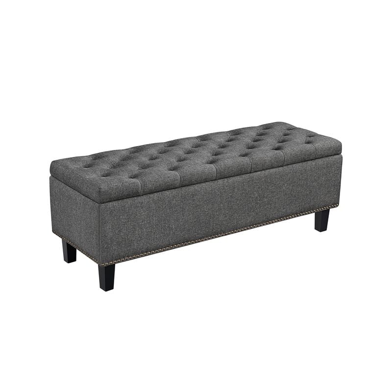 Storage Ottoman 50-inch Entryway Bench,124.5cm l x 44cm w x 45cm H,Dark Gray - Yaheetech