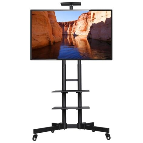 Yaheetech Support TV sur Pied Meuble TV Mobile Charge Max 50kg avec Gestion des Câbles 3 Tablettes pour 32 à 75 Pouce écrans/LCD/LED/Plasma VESA 100x100 mm à 600x400 mm