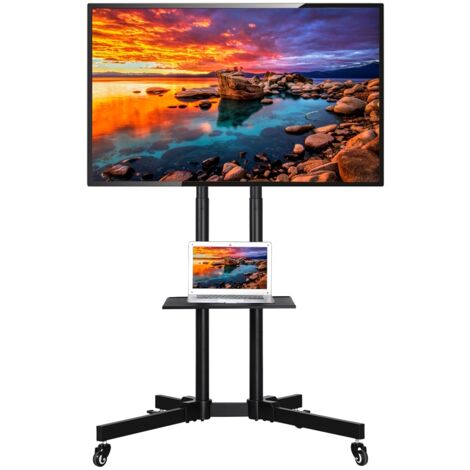 Yaheetech – Support TV mobile sur pied pour écrans 32-65 pouces – VESA 200x200 à 600x400 mm – Charge max 50 kg – Hauteur réglable et roulettes