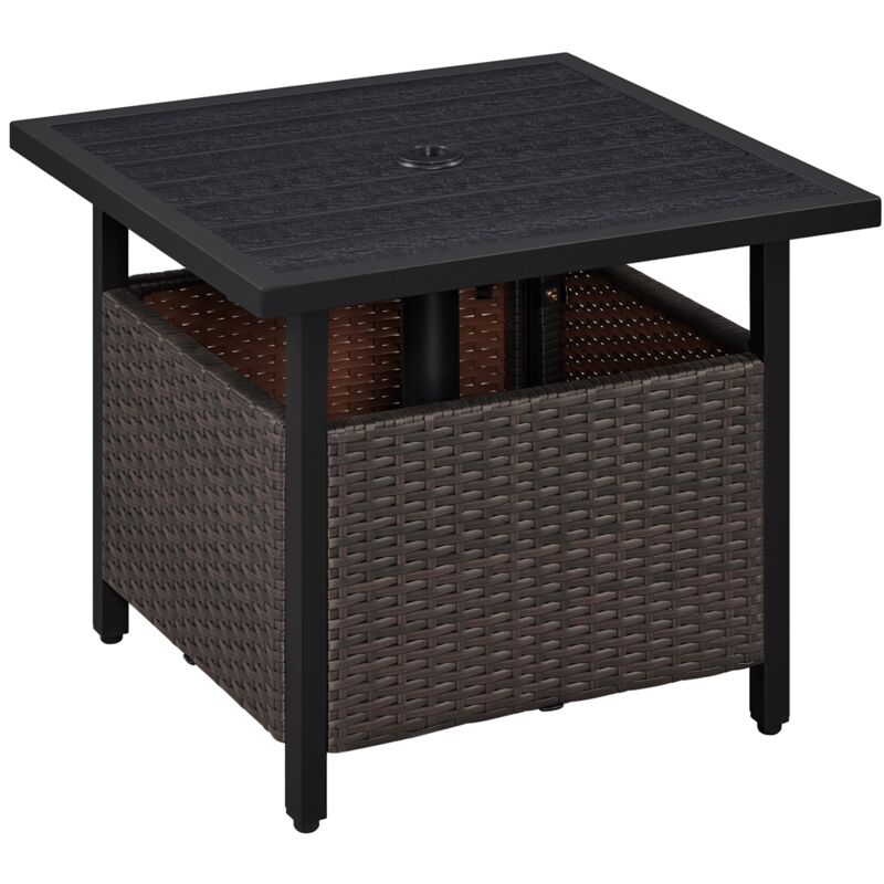 Yaheetech - Table à Manger de Jardin en Résine avec Trou pour Parasol Cadre en Métal Table Extérieur en Rotin pe pour Bistro Carrée Balcon Cour Pied