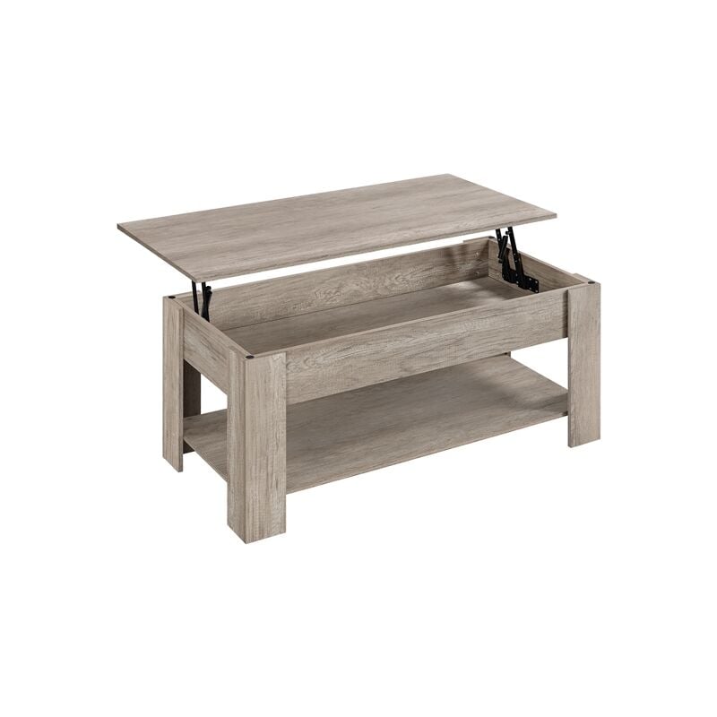 Table Basse Relevable Table de Salon avec Porte-Revues Table de Salle à Manger Industrielle pour Salon Chambre 120 x 59 x 49,5 cm Gris - Yaheetech