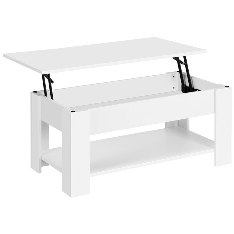 Yaheetech - Table basse avec Plateau Relevable Table de salon Moderne avec Etagère de Rangement Compartiment Caché pour Salon Bureau 98 x 50 x 42 cm
