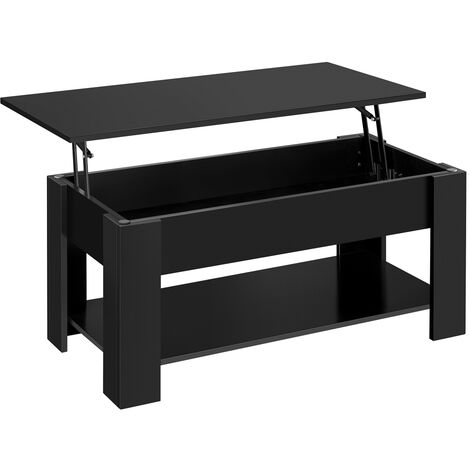 Yaheetech Table Basse Relevable Table de Salon Rectangulaire avec Etagère Rangement Caché Bureau d'appoint