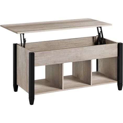Yaheetech – Table basse relevable avec rangement – Dimensions 104,5 x 49,5 x 48,8 cm – Structure en bois massif et métal – Hauteur réglable 48,8-62,6 cm