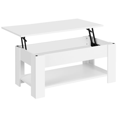 Yaheetech – Table basse relevable moderne avec compartiment caché – Dimensions 98 x 50 x 42 cm – MDF et mécanisme métallique – Charge max 68 kg