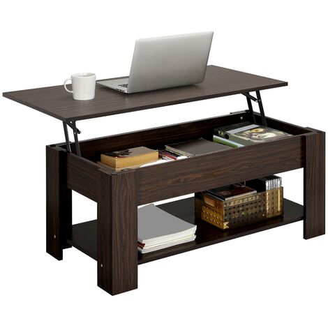 Table Basse Design 100x50 Cm - Finition Wengé - MDF - Style Moderne Et Sobre