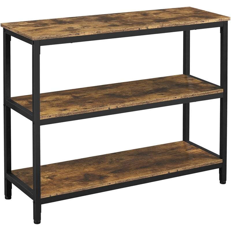 Table Console à 3 Niveaux Table d'entrée en Bois avec 1 Grand Tiroir et 2 Étagères Bout de Canapé Polyvalente Table Console de Salon Cuisine Chambre