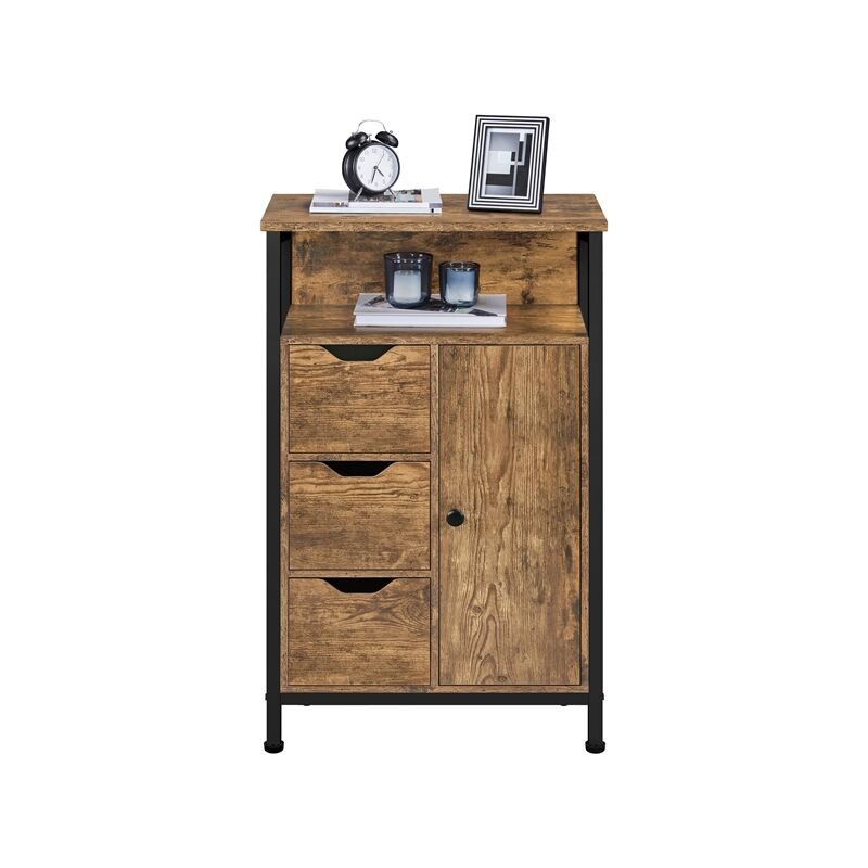 Yaheetech - Meuble de Rangement de Salle de Bains sur Pieds Armoire Buffet Multifonctionnel Placard avec 3 Tiroirs et 2 Etagères pour Salon, Cuisine,