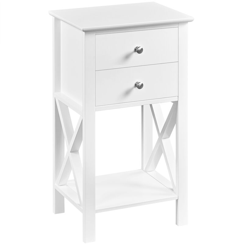 Table de Chevet Blanche, Table de Nuit en Bois pour Chambre à Coucher, 40 × 30 × 70 cm, Petit Meuble Rangement Chambre Salon Blanc - Yaheetech