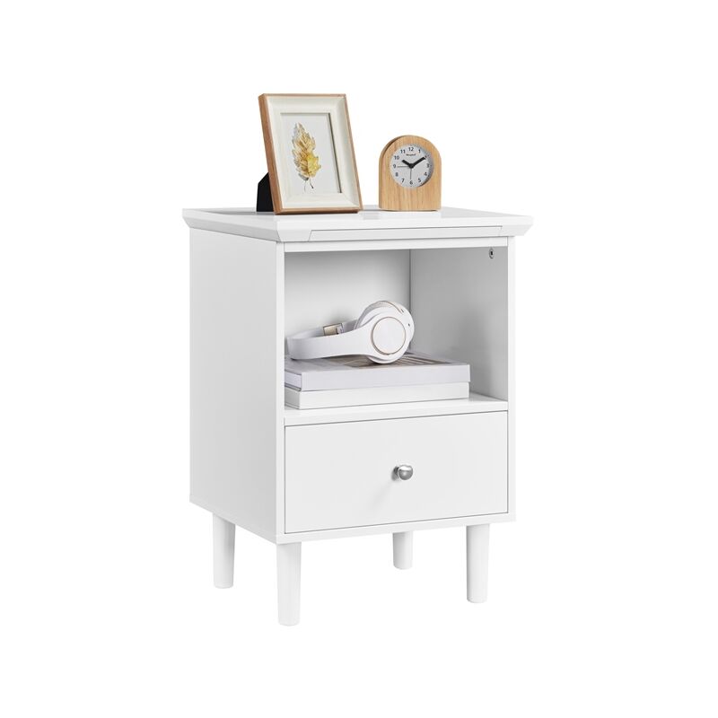 Yaheetech - Table de Chevet Table de Nuit en Bois, 1 Tiroir 1 Plateau Rétractable 1 Compartiment Ouvert, 40 × 35 × 56 cm, Table d'Appoint Chambre