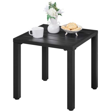 Yaheetech Table de Jardin Terrasse en Métal,  Table Exterieur Carrée pour Rangement Patio Bistrot Terrasse Balcon 45 cm L × 45 cm l × 45,5 cm H
