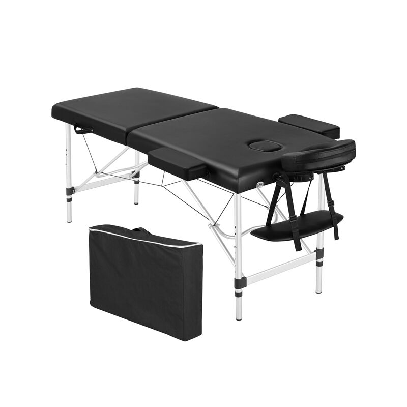 Yaheetech Table de Massage Pliante 2 Section 60 x 213 cm Lit de Massage Professionnelle Portable Aluminium Housse de Transport pour Thérapie Salon