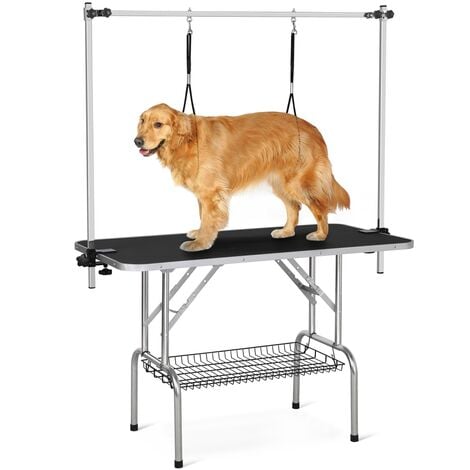 Yaheetech Table de Toilettage Pliante pour Animal Table de Beauté Régable avec Surface Antidérapante 118 x 60.9 x 177 cm
