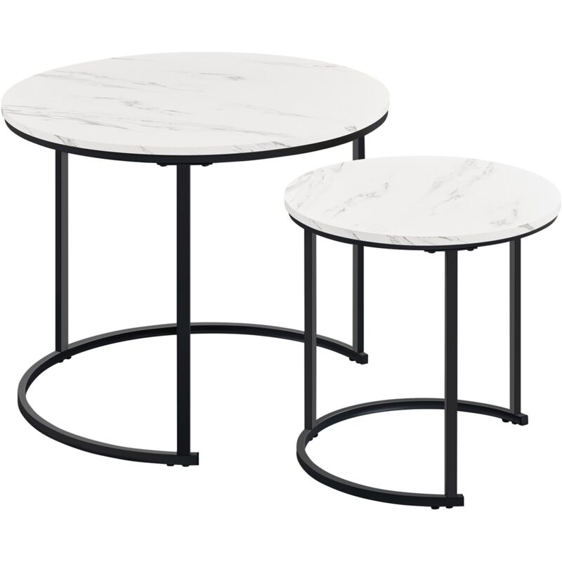 Yaheetech Lot de 2 Tables d'appoint, Tables Basses Gigogne Rondes Salon, Style Industriel, 40/60 cm, Cadre en Métal, Blanc Marbré Yaheetech Lot de 2 Tables d'appoint, Tables Basses Gigogne Rondes Salon, Style Industriel, 40/60 cm, Cadre en Métal, Blanc Marbré