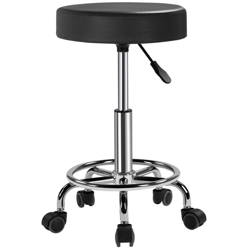Yaheetech Tabouret de Bureau Hauteur Réglable 51-65 cm avec roulettes Rotation à 360° Tabouret de Travail Rotatif pour Bureau, Salon de Beauté et