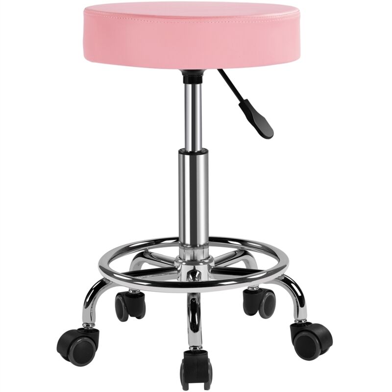 Yaheetech Tabouret de Bureau Hauteur Réglable 51-65 cm avec roulettes Rotation à 360° Tabouret de Travail Rotatif pour Bureau, Salon de Beauté et