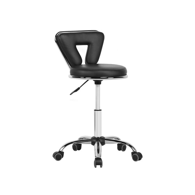 Yaheetech - Tabouret de Roulettes Esthétique avec Dossier Réglable en Hauteur Pivotant Tabouret de Bureau en Métal pour Coiffeur Salon de Beauté