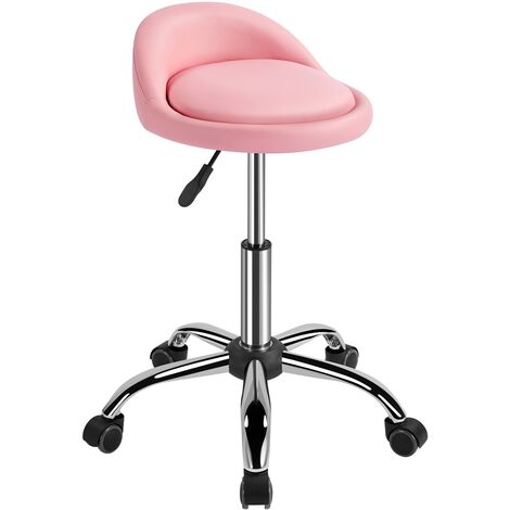 Yaheetech – Tabouret de travail à roulettes réglable 46,5-61 cm – Simili cuir et éponge – Charge max 120 kg – Pivote 360° pour mobilité