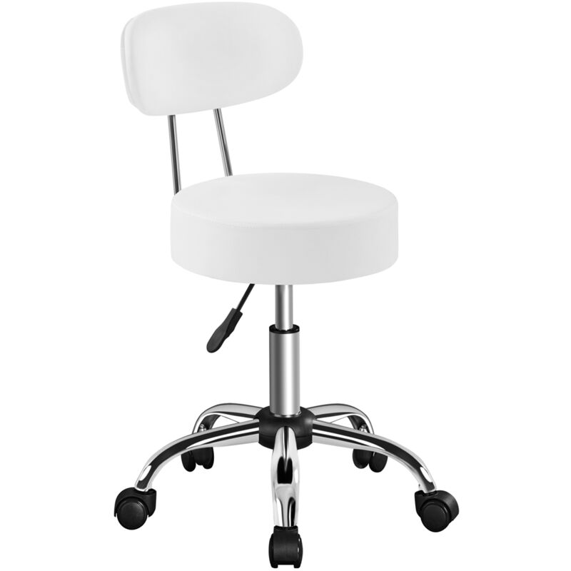 Yaheetech Tabouret roulettes avec Dossier, Tabouret de Bureau avec Rotation 360°, Hauteur Réglable 75-85 cm, Siège Rembourrage 10 cm pour Bureau