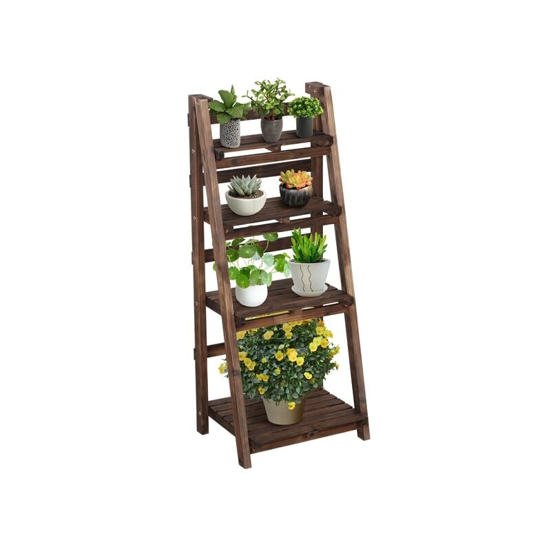 Tagère à Fleurs Pliante en Bois Supports de Pots à 4 Niveaux Porte Plante Escalier pour Salon Balcon Patio Cour 45 × 35,7 × 108 cm - Yaheetech