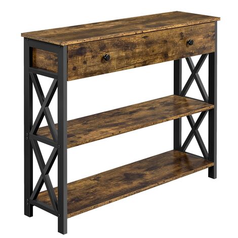 Yaheetech Tavolo Consolle da Ingresso Tavolino con 2 Cassetti Mobiletto da Soggiorno Tavolino Corridoio 30 x 80 x 100 cm Marrone Rustico