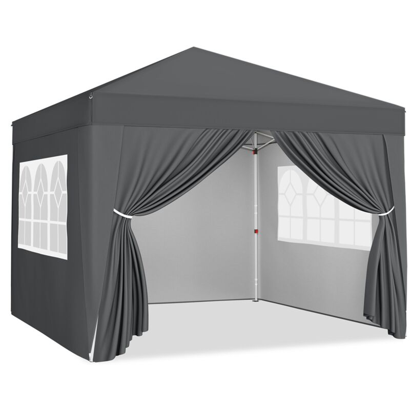 Yaheetech - Tonnelle de Jardin 3x3m, Tente de Camping avec 4 Parois Latérales, Tente Pliante pour Jardin Fête Mariage Sport Gris Foncé