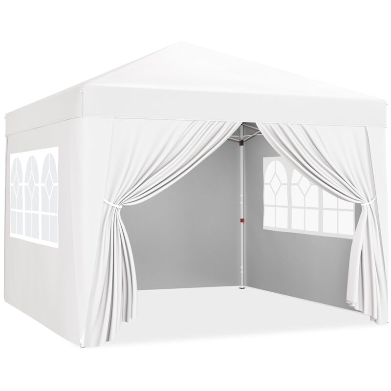 Yaheetech Tonnelle de Jardin 3x3m, Tente de Camping avec 4 Parois Latérales, Tente Pliante pour Jardin Fête Mariage Sport Blanc