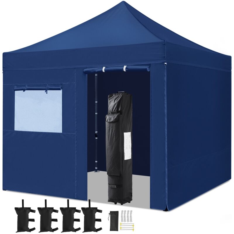 Yaheetech - Tonnelle de Jardin avec fenêtre Rideau de Protection avec revêtement pu et uv 50 pour Camping, Stand Commercial Plage étal Bleu Marine