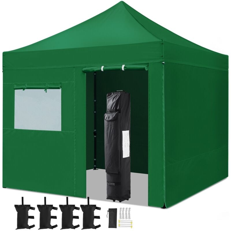 Yaheetech - Tonnelle de Jardin avec fenêtre Rideau de Protection avec revêtement pu et uv 50 pour Camping, Stand Commercial Plage étal Vert Foncé