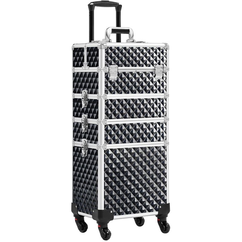 Image of 4 in 1 Valigia Trolley Make Up per Estetista Parrucchiere Professionale Beauty Case Grande Porta Trucchi Cosmetici da Viaggio 34 x 25,5 x 80 cm Nero