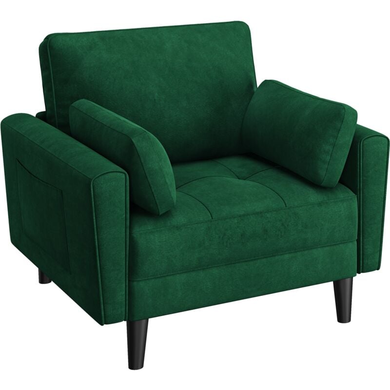 Tufted Oversized Armchair, Comfy Fabric Accent Chair Single Sofa, Green - Yaheetech